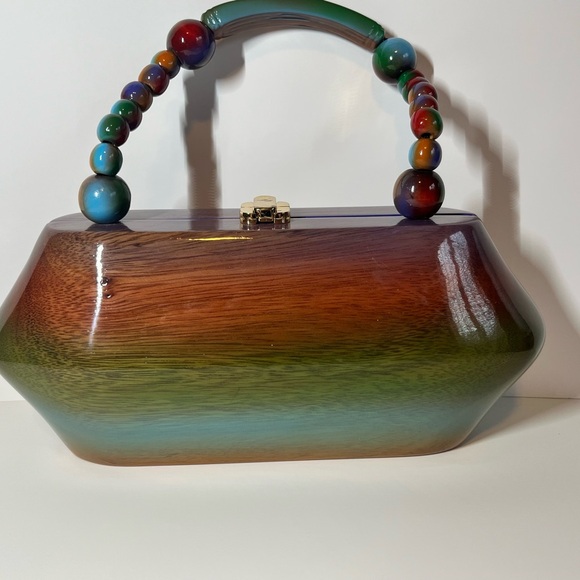 Timmy Woods, Women’s Beverly Hills, Vintage Wooded Purse - Picture 2 of 16